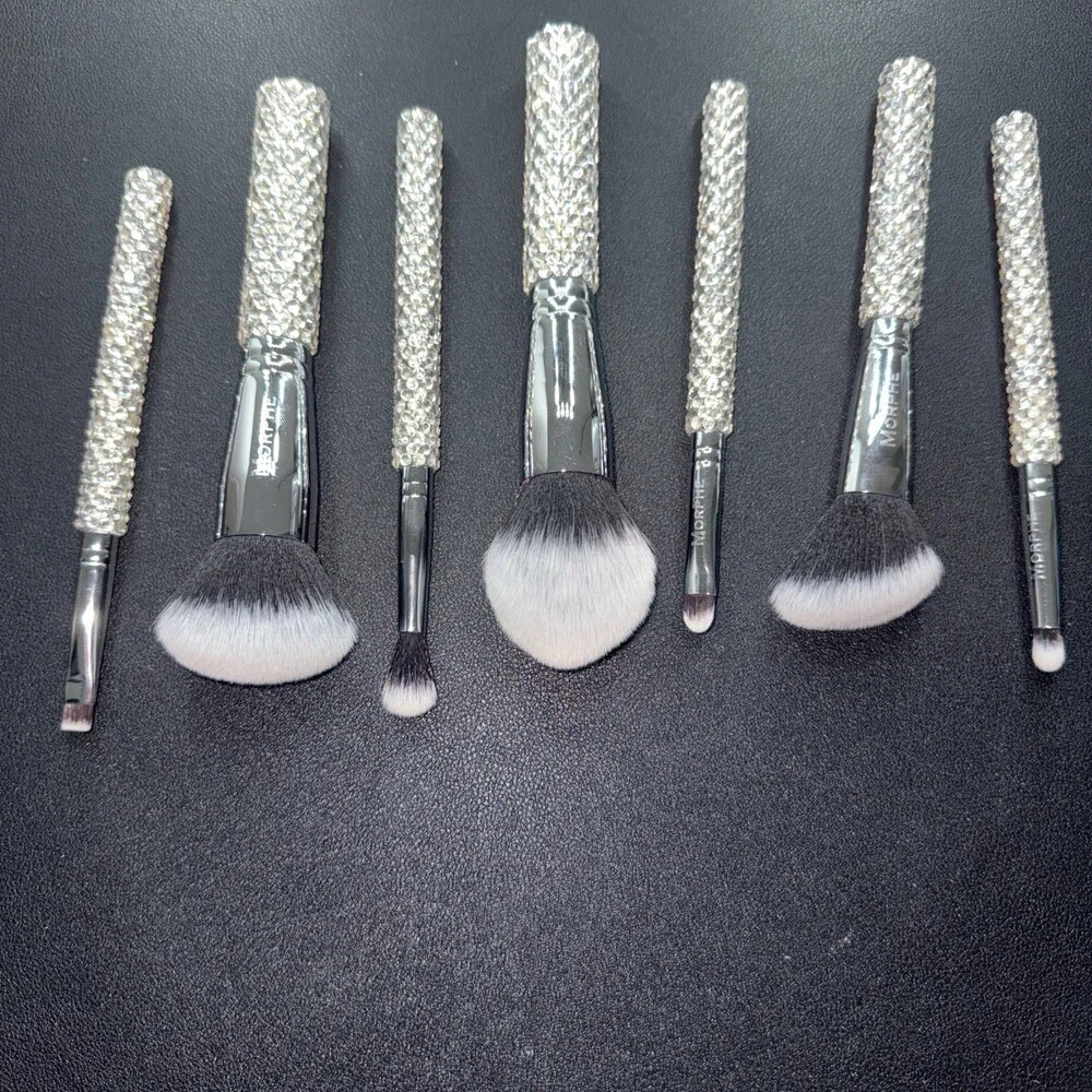Vintage MORPHE Silver Rhinestone Makeup Brush Set RARE NEW Limited Edition Set 7